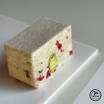 Eggless Pistachio and Raspberry Nougat